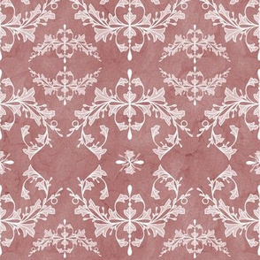 Medium Dusty Rose Rococo Leaves and Swirls