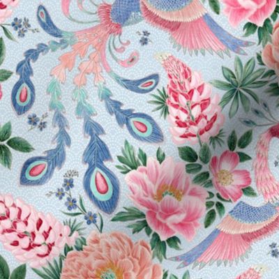 Whimsy Phoenix Chintz (dusty blue)