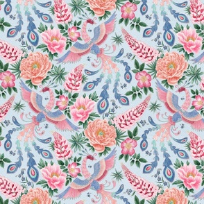 Whimsy Phoenix Chintz (dusty blue)