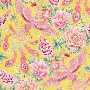 Whimsy Phoenix Chintz (yellow v2) 9”