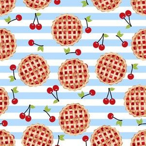 cherry pie fabric - blue stripes