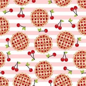 cherry pie fabric - pink stripes