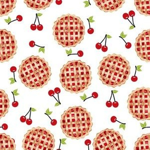 cherry pie fabric - white