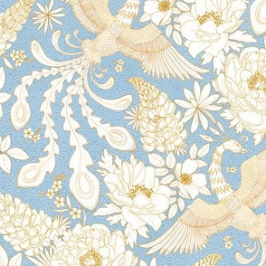 Gilded Phoenix Chintz (dusty blue) 10”