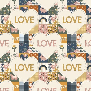 Patchwork Love Hearts