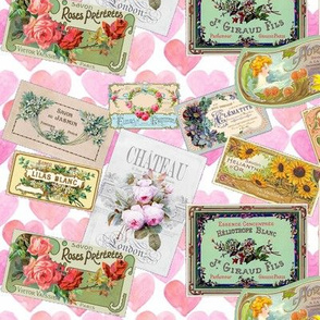 Vintage Soap Wrappers On Pink Hearts