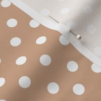 Bigger Boho Polkadots in White and Creamy Mocha Tan