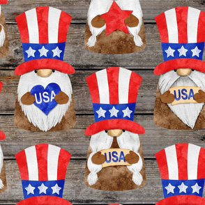 Uncle Sam Gnomes on Barn Wood - large scale