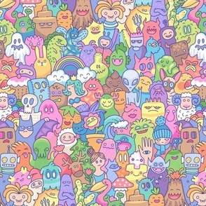Doodle characters 2021 pastel