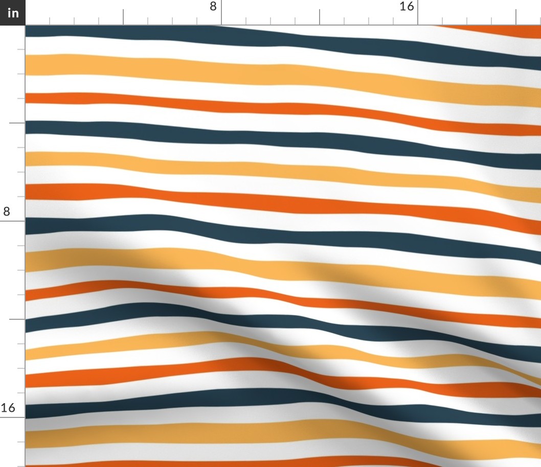 Small scale // Nautical stripes coordinate // white nile blue and orange (blue update 2023)