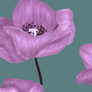 Poppy Flowers Jumbo - Violet and Teal