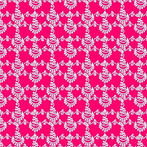 Unalome - Sacred Buddhist Ornament - Enlightenment of the Life Path - Oriental Soft Line Art -  Coral Hot Pink White - Small