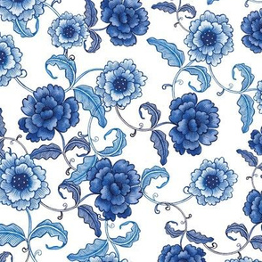Blue Flowers on White