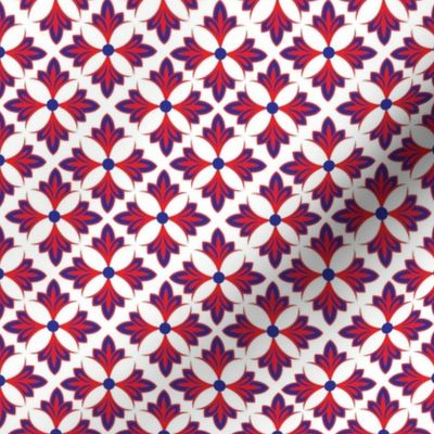 Red and Blue Flower Tiles