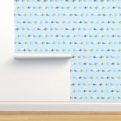 planes on baby: tiffany, teal no. 2, 165-8, chartreuse, sky
