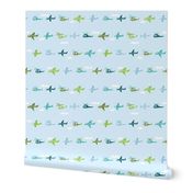 planes on baby: tiffany, teal no. 2, 165-8, chartreuse, sky