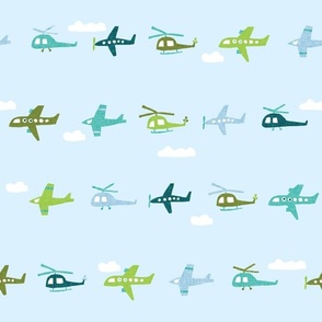 planes on baby: tiffany, teal no. 2, 165-8, chartreuse, sky