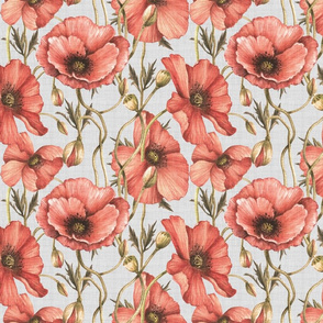 Vintage Poppies Fabric, Wallpaper and Home Decor | Spoonflower