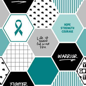 Warrior: Ovarian Cancer Fighter (T.E.A.L. Awareness blanket, cancer gift)