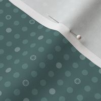 Mid Mod Flowers and Polka Dots Teal 
