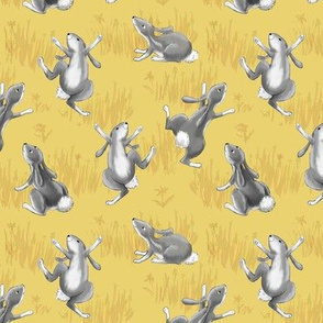 Bunnies, Gray and Mustard, approx 1.25 inches tall ©Luanne Marten