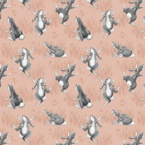 Bunnies, Gray on Peach, approx 1.25 inches tall ©Luanne Marten