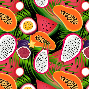 Tropical,exotic fruits,colourful,summer pattern