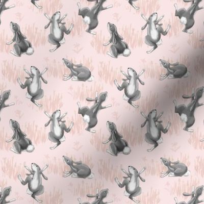 Bunnies, Gray and Light Pink, approx 1.25 inches tall ©Luanne Marten