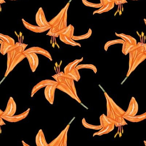 tiger lilies large scale - black