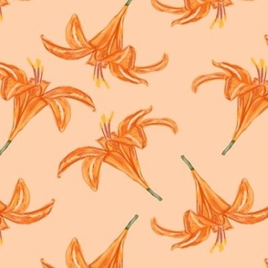 tiger lilies large scale - peach