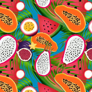 Tropical,exotic fruits,colourful,summer pattern 