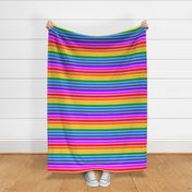 Bright rainbow and white stripes - horizontal - large