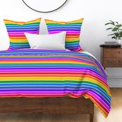 Bright rainbow and white stripes - horizontal - large