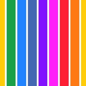 Bright rainbow and white stripes - vertical - large