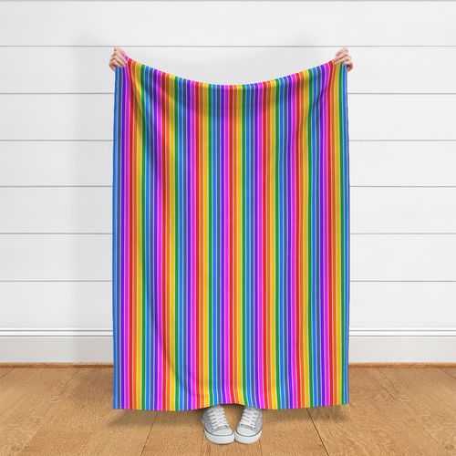 Bright rainbow and white stripes - vertical - small