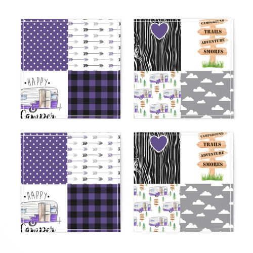 Happy Camper//Purple - Wholecloth Cheater Quilt