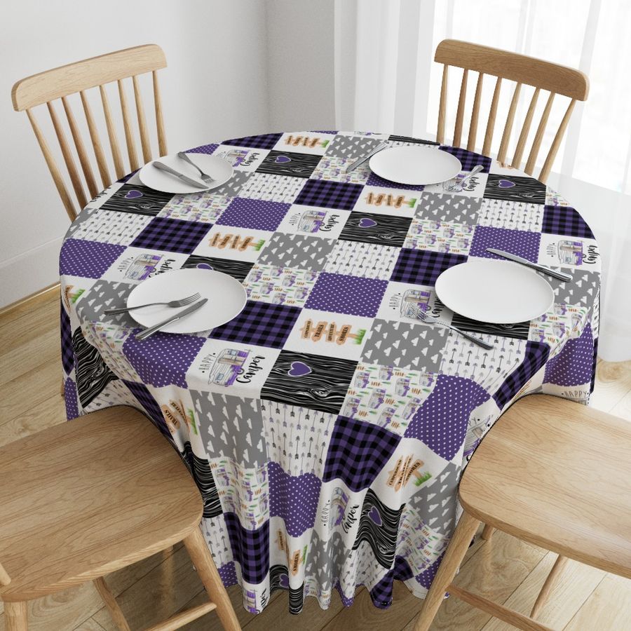 Happy Camper//Purple - Wholecloth Cheater Quilt - Rotated