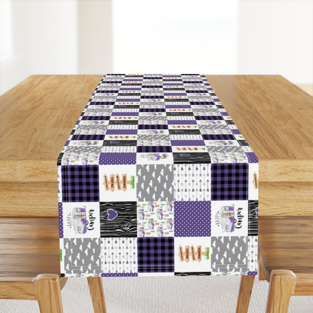 3 inch Happy Camper//Purple - Wholecloth Cheater Quilt - Rotated