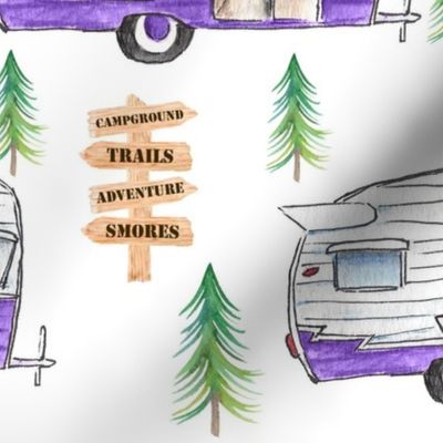 Purple Watercolor Campers - Large Scale