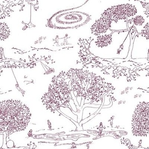 Tire Swing Toile in white/cranberry