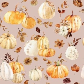Fall Pumpkin Vintage Florals / Clam Shell