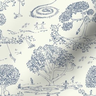 Tire Swing Toile in cream/navy