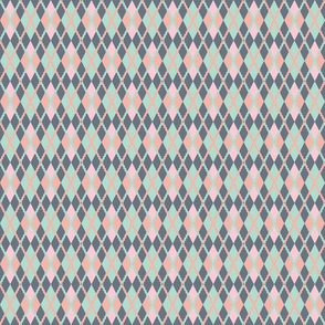 Pink Mint Gray Argyle