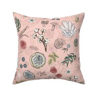 Mushroom Crystal Cotton Geode  on Coral Pink