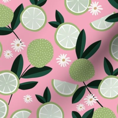 Lush citrus garden botanical boho lime and summer leaves restaurant kitchen soft pastel pink mint green white