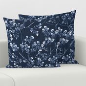 Chinoiserie Wild Flowers (Navy) - Large Scale