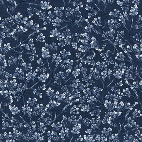 Chinoiserie Wild Flowers (Navy) - Small Scale