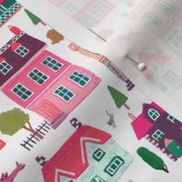 Houses - pinks and greens