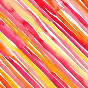 Watercolor pink and orange stripes