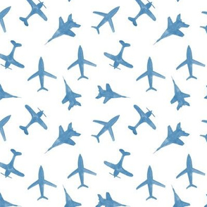 Baby blue airplanes - watercolor planes - travel inspiration
